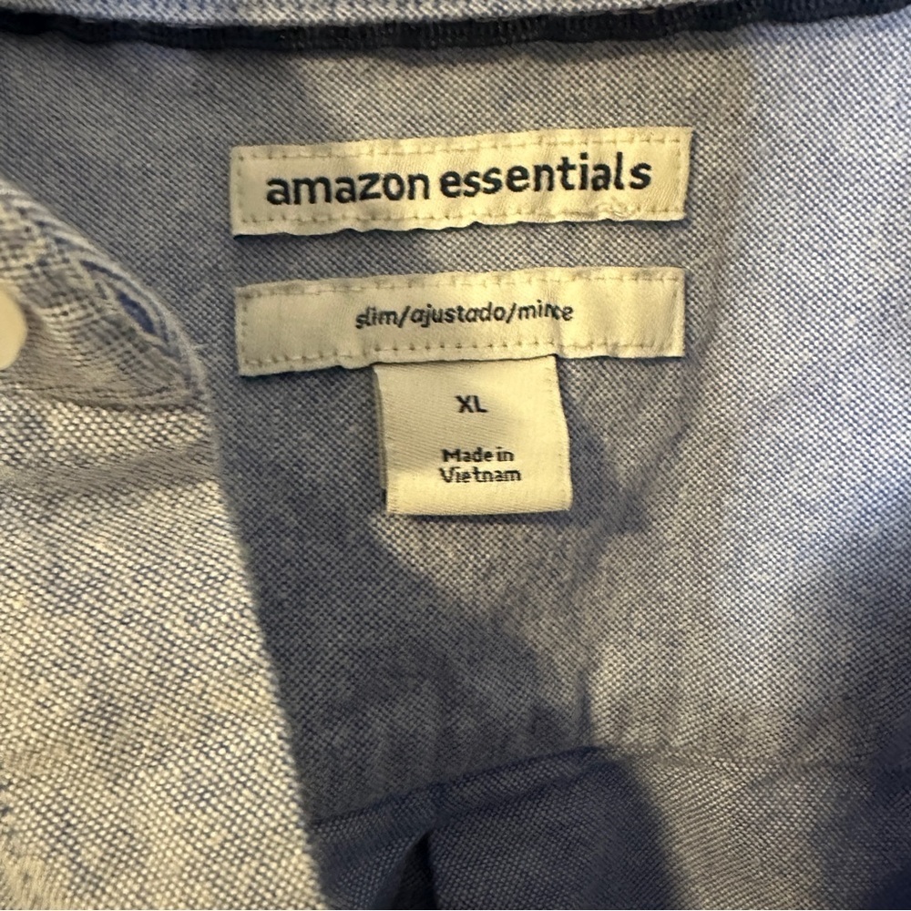 Slim Button Down Long Sleeve Shirt Blue Casual Work Career Cotton Collared XL - Picture 4 of 6